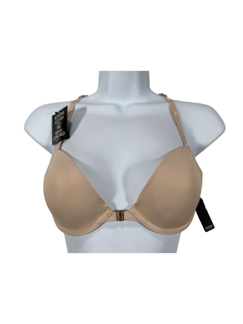 BeMe Womens Front-Close Nude Lace Bra 34B Lightly Lined Racerback Comfortable